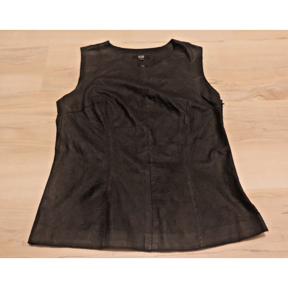 SAS Sportswear Women 2 Top Leather Sleeveless Round Neck Black - Picture 1 of 5